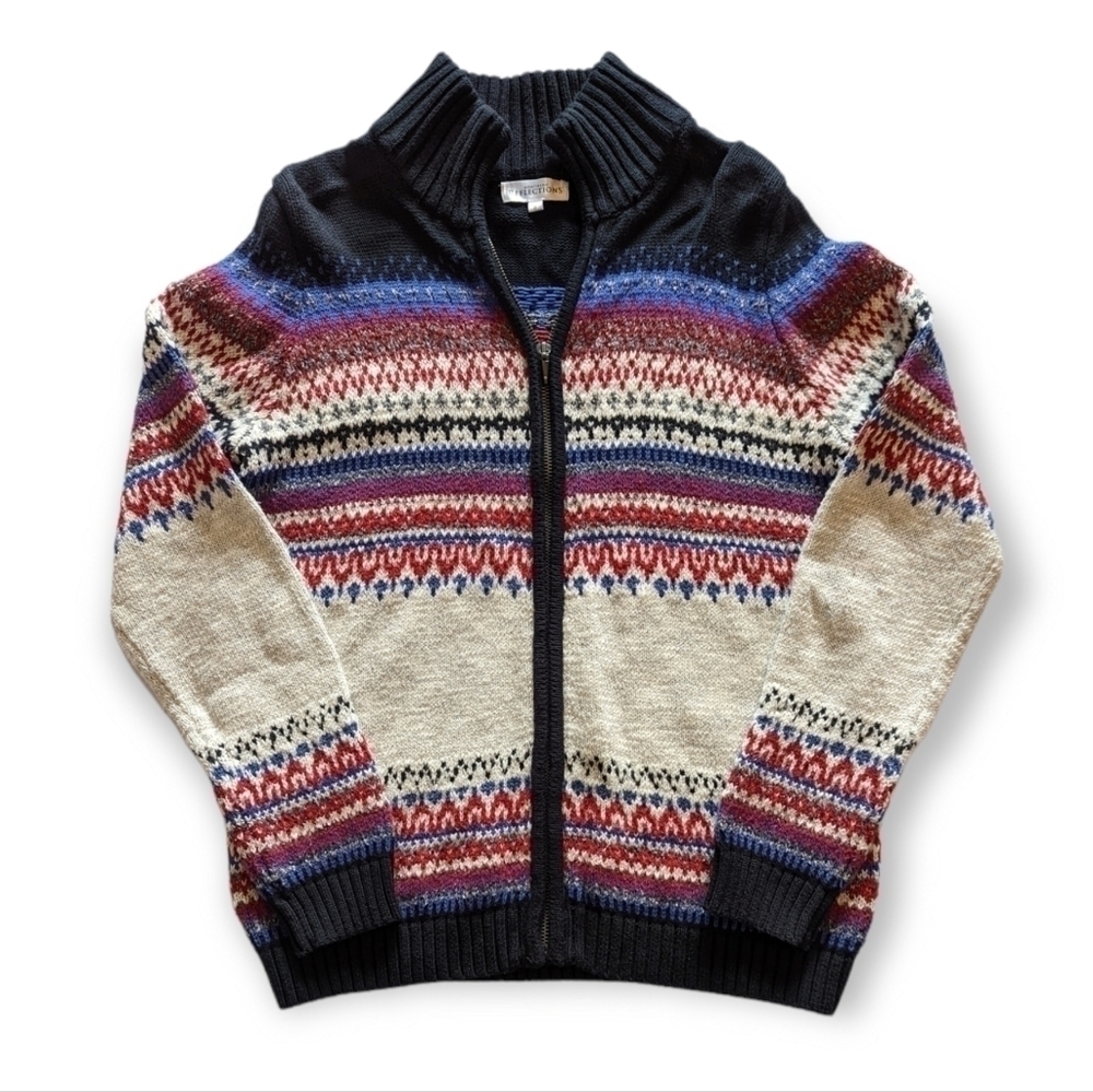 Northern reflections fair isle style zip cardigan size S